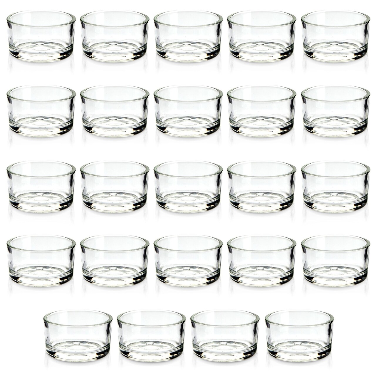 24 Pack Glass Tealight Candle Holders 1x2, for Weddings, Table Centerpieces, Parties, Home Decor